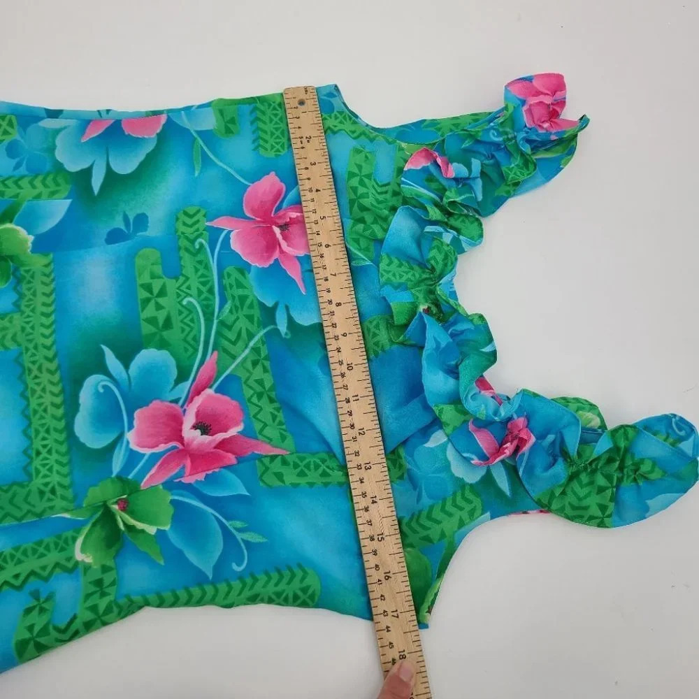 Vintage Pomare Hawaii Floral Ruffled Top Maxi Dress - Picture 6 of 10